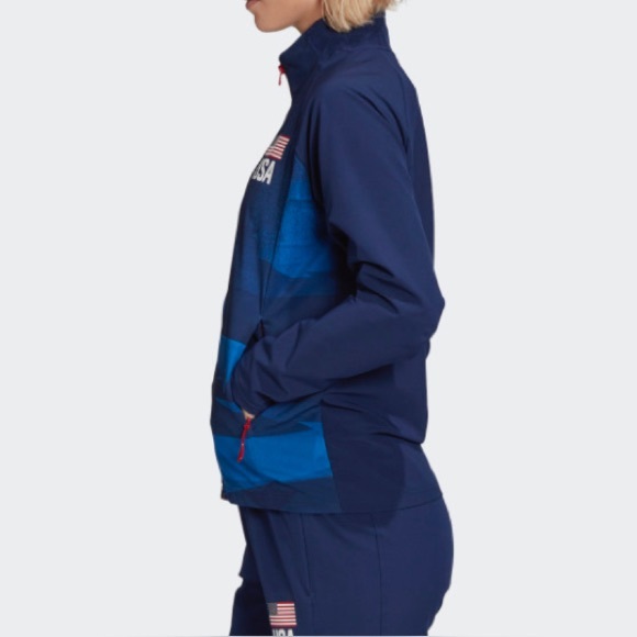 Adidas Women's USAV Warm Zip Up Track USA Jacket - Picture 3 of 12